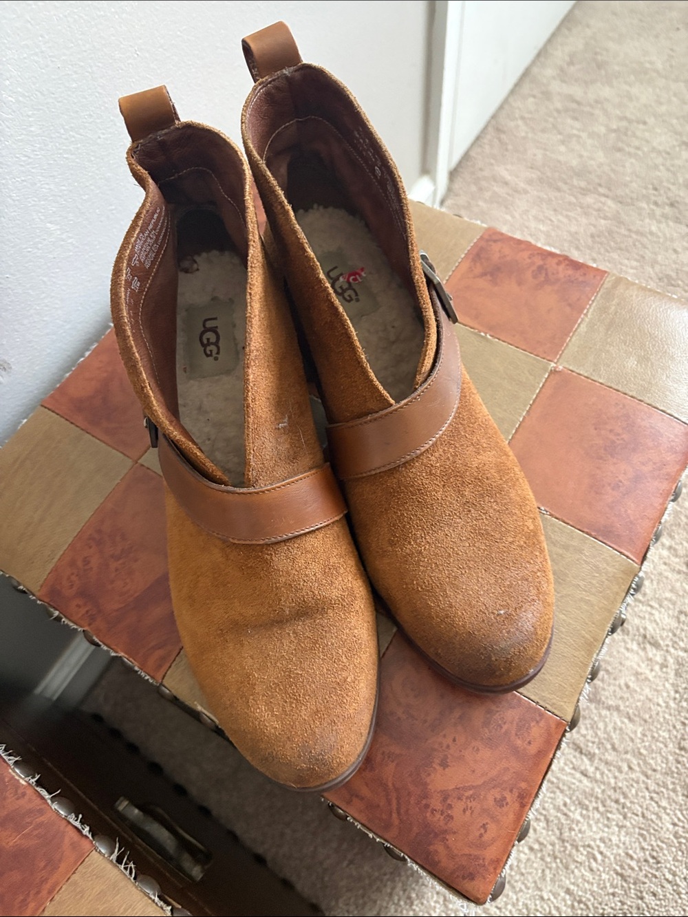 UGG Chestnut Suede Women's Ankle Boots with Buckle Strap - Picture 11 of 12
